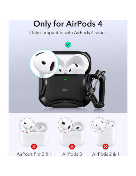 Funda ESR para AirPods 4ta Generación 2024, Protección MagSafe, Negro Funda ESR para AirPods 4ta Generación 2024, Protección MagSafe, Negro