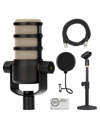 Micrófono Dinámico Rode PodMic para Podcasting + Soporte + Filtro Pop + Cable XLR 6m