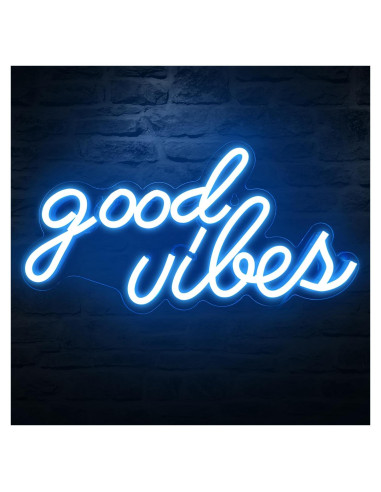 Letrero Neón Buenas Vibras DECANIT 40.9x21.1cm USB Azul