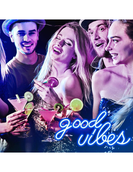 Letrero Neón Buenas Vibras DECANIT 40.9x21.1cm USB Azul Letrero Neón Buenas Vibras DECANIT 40.9x21.1cm USB Azul