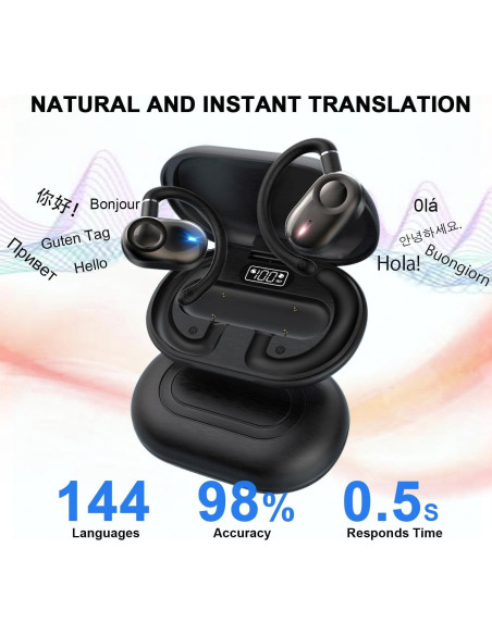 Auriculares Traductores AI Bluetooth AMZISH JM18 144 Idiomas Auriculares Traductores AI Bluetooth AMZISH JM18 144 Idiomas