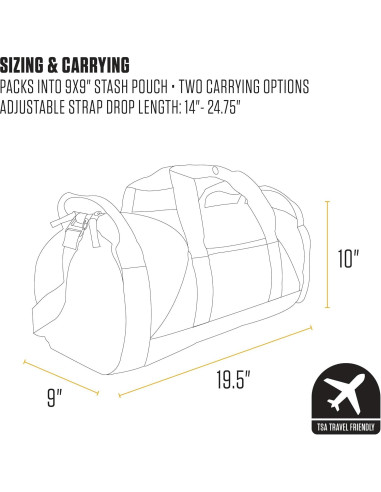 Bolsa de viaje redonda Carhartt 25L impermeable negra