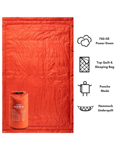 Edredón de Plumas KAMMOK Firebelly 30F Impermeable 223.5x139.7cm Edredón de Plumas KAMMOK Firebelly 30F Impermeable 223.5x139.7cm