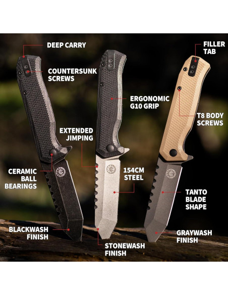 Cuchillo táctico Off-Grid Viper V2 154CM 9.53 cm Blackwash Cuchillo táctico Off-Grid Viper V2 154CM 9.53 cm Blackwash