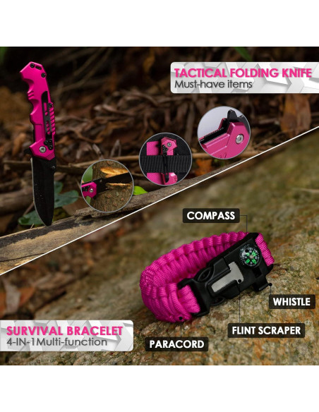 Kit de Supervivencia Vioview Rosa con Primeros Auxilios y Bolsa Molle Kit de Supervivencia Vioview Rosa con Primeros Auxilios y Bolsa Molle
