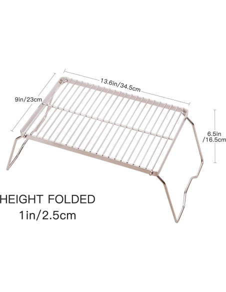 Parrilla de Campamento Plegable REDCAMP 34.5x22.9 cm Acero Inoxidable Parrilla de Campamento Plegable REDCAMP 34.5x22.9 cm Acero Inoxidable