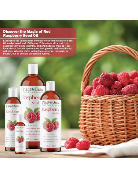 Aceite de Semilla de Frambuesa Roja 60 ml Prensado en Frío 100% Puro Aceite de Semilla de Frambuesa Roja 60 ml Prensado en Frío 100% Puro