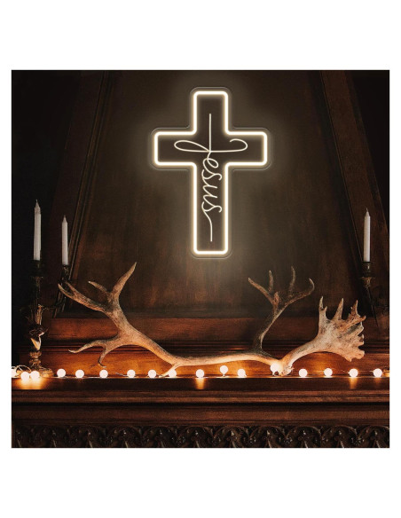Cartel de Neón Cruz de Jesús LED 27.9x39.6 cm Decoración Cartel de Neón Cruz de Jesús LED 27.9x39.6 cm Decoración