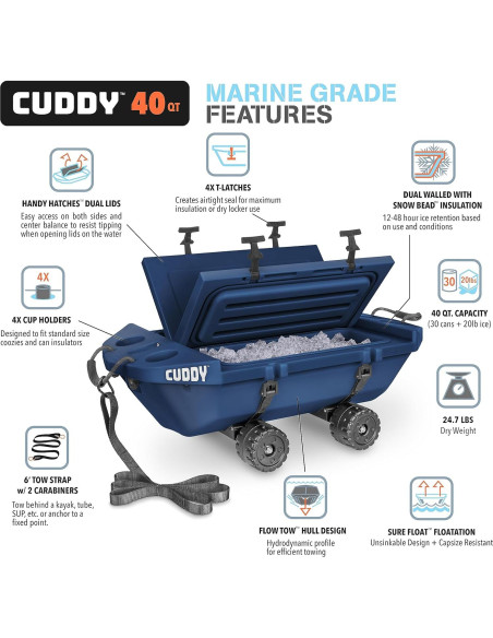 Enfriador Anfibio CUDDY 40QT GoSports con Ruedas Enfriador Anfibio CUDDY 40QT GoSports con Ruedas