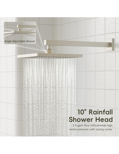 Sistema de Ducha Gabrylly con Cabezal de Lluvia 10" Níquel