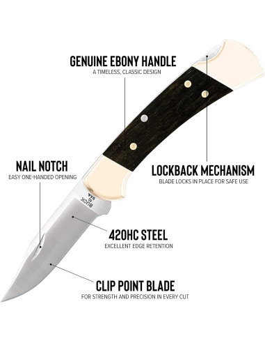 Cuchillo Buck Knives 112 Ranger 3" (7.62 cm) con Funda de Cuero