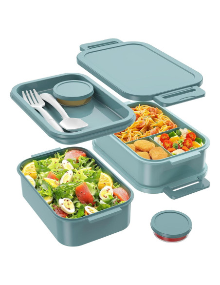 Caja Bento Apilable Jelife 72oz Verde a Prueba de Fugas Caja Bento Apilable Jelife 72oz Verde a Prueba de Fugas