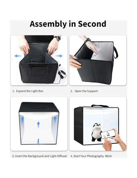 Caja de Luz Fotográfica Portátil Glendan 25.4cm LED 88pcs Caja de Luz Fotográfica Portátil Glendan 25.4cm LED 88pcs