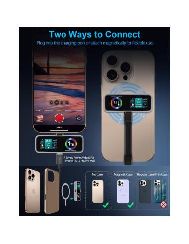 SSD Portátil MagSafe TWOPAN 1TB para iPhone 15/16 Pro