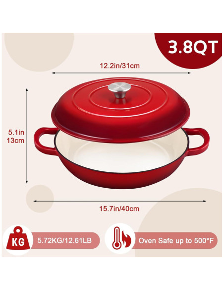 Olla de Hierro Fundido Esmaltada Overmont 3.6L con Tapa Olla de Hierro Fundido Esmaltada Overmont 3.6L con Tapa