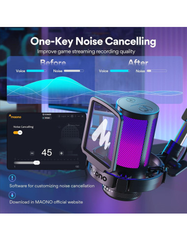 Micrófono USB MAONO DGM20S para Gaming con RGB y Soporte