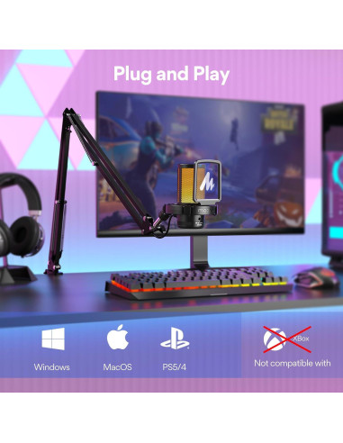 Micrófono USB MAONO DGM20S para Gaming con RGB y Soporte