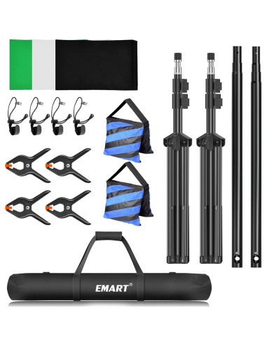 Kit Soporte Fotografía EMART 2.13x3.05m Ajustable con Fondos