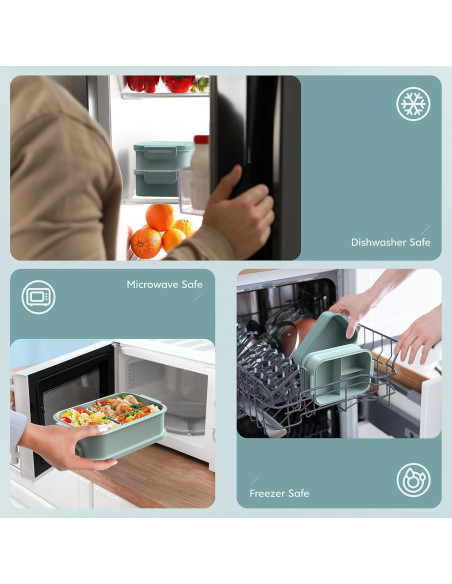 Caja Bento Apilable Jelife 72oz Verde a Prueba de Fugas Caja Bento Apilable Jelife 72oz Verde a Prueba de Fugas