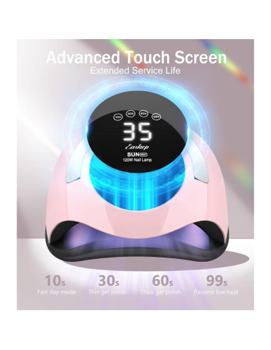 Kit Lámpara UV Easkep 120W con Guantes Protectores Rosa