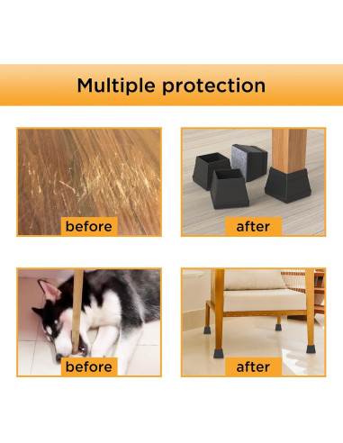 16 Protectores de Suelo para Patas de Sillas CHWM Negro