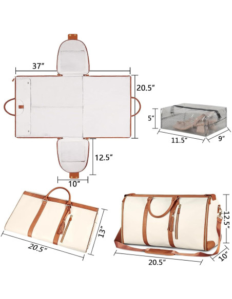 Bolsa de Duffle Ytonet Beige 2 en 1 para Mujeres Resistente al Agua Bolsa de Duffle Ytonet Beige 2 en 1 para Mujeres Resistente al Agua