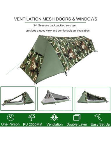Tienda Bivy Ultraligera GEERTOP 1 Persona Impermeable 4 Temporadas