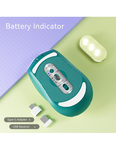 Ratón Inalámbrico Uciefy Verde Recargable USB-C 3 DPI
