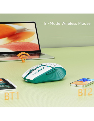 Ratón Inalámbrico Uciefy Verde Recargable USB-C 3 DPI