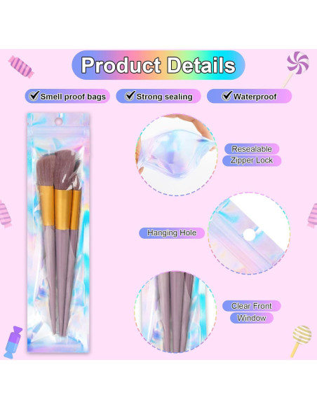 Bolsas Holográficas ANZNKU 50 Pcs 6.9 x 22.9 cm Resellables Bolsas Holográficas ANZNKU 50 Pcs 6.9 x 22.9 cm Resellables