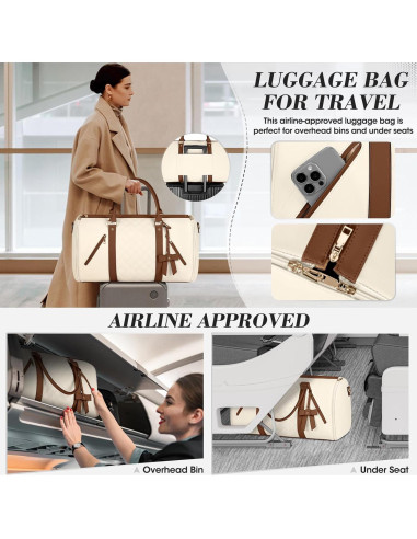 Bolsa de Ropa Duffle RAINSMORE Beige para Mujeres 52x26x32cm