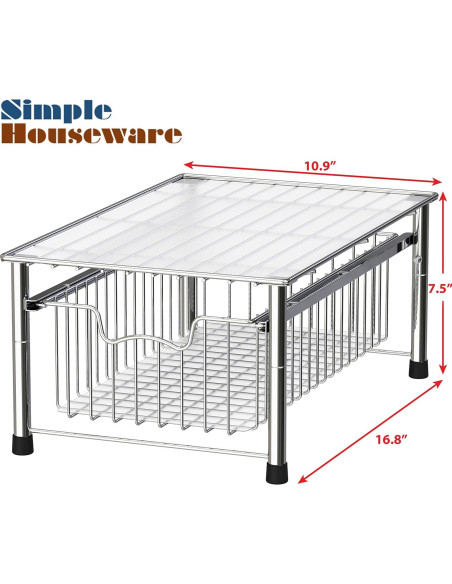 Cesta Apilable Simple Houseware de Metal Cromo 42.7x27.7x19.1cm Cesta Apilable Simple Houseware de Metal Cromo 42.7x27.7x19.1cm