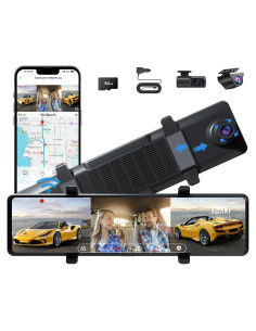 Cámara de Espejo Dash 3 Canales Aprilboy 12" 3K WiFi