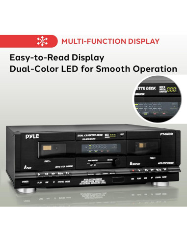 Reproductor de Doble Cassette Pyle Home PT649D 110V/220V