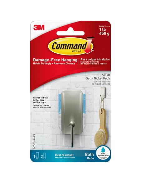 Gancho para Baño Command Acero Satinado 1 Gancho 450g Gancho para Baño Command Acero Satinado 1 Gancho 450g