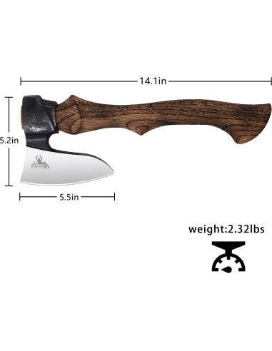 Hacha de Camping THKFWD 35.56 cm con Funda de Cuero