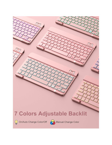 Funda Teclado Hamile iPad 10.2"/10.5" Retroiluminada Rosa