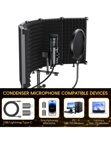 Micrófono de Estudio USB Dejasound DJM5 con Escudo Aislante