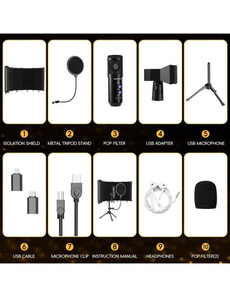Micrófono de Estudio USB Dejasound DJM5 con Escudo Aislante Micrófono de Estudio USB Dejasound DJM5 con Escudo Aislante