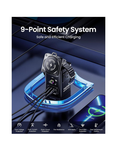 Estación de Carga Inalámbrica PISEN 8-en-1 140W Mag-Safe