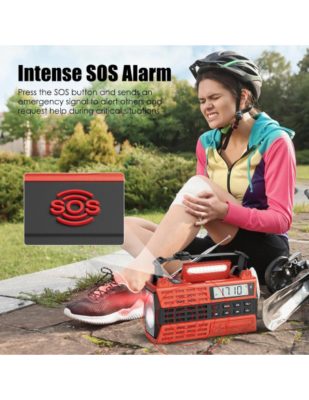 Radio de Emergencia Audiocrazy AM/FM NOAA 5000mAh Rojo Radio de Emergencia Audiocrazy AM/FM NOAA 5000mAh Rojo