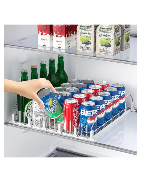 Organizador de Bebidas KUUKIKV Blanco 5 Filas Ajustable 25 Latas Organizador de Bebidas KUUKIKV Blanco 5 Filas Ajustable 25 Latas