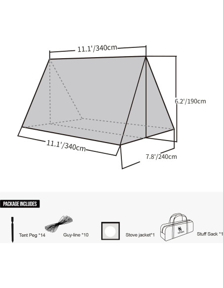 Carpa Caliente OneTigris ROCDOMUS 340x240cm Impermeable Carpa Caliente OneTigris ROCDOMUS 340x240cm Impermeable