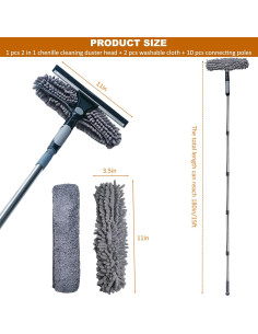 Limpiador de Ventanas 2 en 1 Tockrop con Raspador y Extensión 4.3m 2