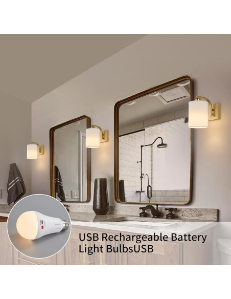 Apliques de Pared Recargables Powfloven Set de 2 LED Dimmables Apliques de Pared Recargables Powfloven Set de 2 LED Dimmables