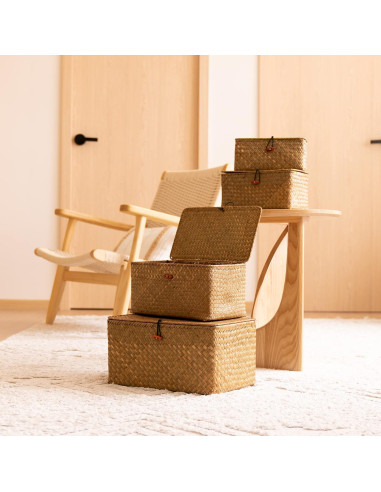 Cestas de Almacenamiento YANGQIHOME 4 Piezas Mimbre Natural