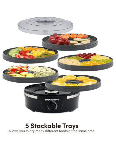 Deshidratador de Alimentos Elite Gourmet EFD319DKG 5 Bandejas 350W