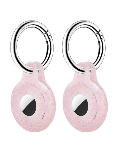 Funda protectora para Airtag OLEBAND - Paquete de 2 Rosa y Negro