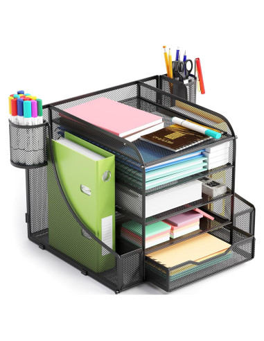Organizador de Escritorio EVOOMI de Malla 5 Niveles Negro