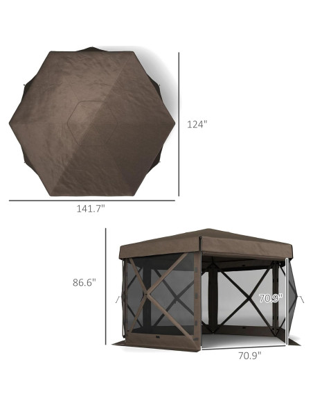 Gazebo Plegable Outsunny 3.66x3.66m Impermeable Marrón Gazebo Plegable Outsunny 3.66x3.66m Impermeable Marrón